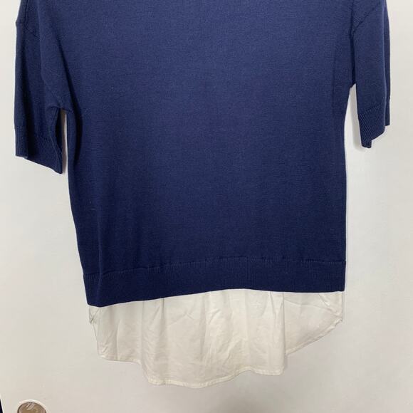 3/$20 Halogen Nordstrom women's navy blue short sleeve layered sweater top SZ XS - Picture 6 of 8